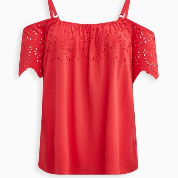 Torrid | Challis Embroidered Cold Shoulder Top NWT | Size 1 - Picture 13 of 13